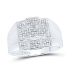 Sterling Silver Round Diamond Micro - Pave Mens Ring 1/6 Cttw - Splendid Jewellery