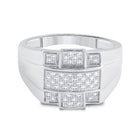 Sterling Silver Round Diamond Micro - Pave Mens Ring 1/6 Cttw - Splendid Jewellery