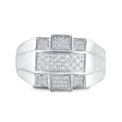 Sterling Silver Round Diamond Micro - Pave Mens Ring 1/6 Cttw - Splendid Jewellery
