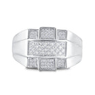 Sterling Silver Round Diamond Micro - Pave Mens Ring 1/6 Cttw - Splendid Jewellery