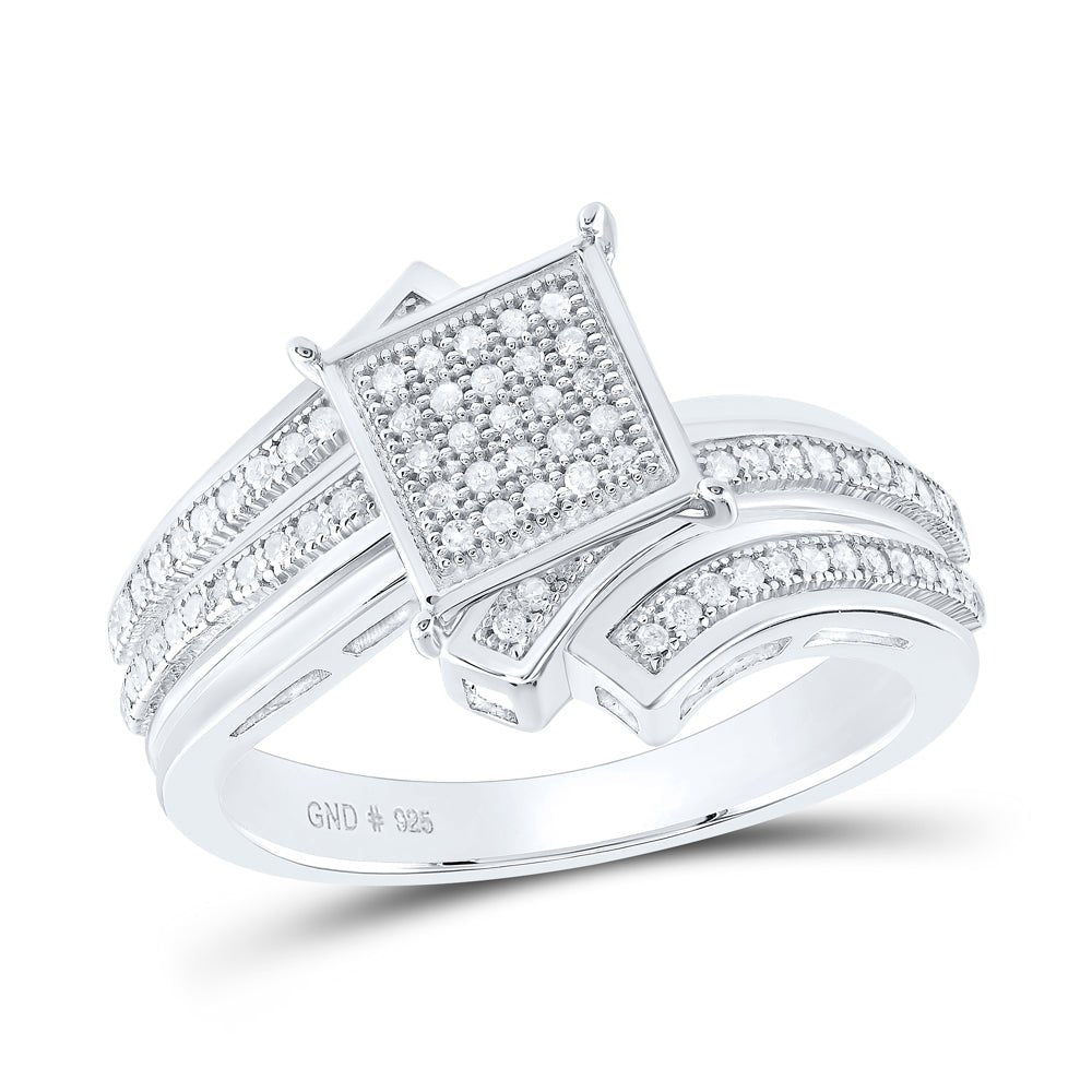 Sterling Silver Round Diamond Micro Pave Ring 1/4 Cttw - Splendid Jewellery