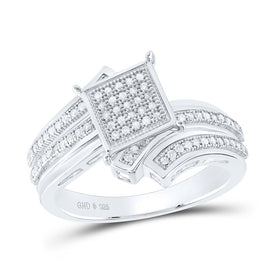 Sterling Silver Round Diamond Micro Pave Ring 1/4 Cttw - Splendid Jewellery