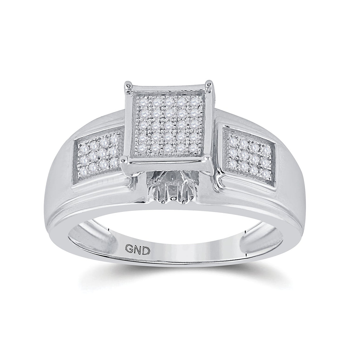 Sterling Silver Round Diamond Micro Pave Ring 1/6 Cttw - Splendid Jewellery