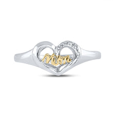 Load image into Gallery viewer, Sterling Silver Round Diamond Mom Mother 2 Tone Heart Ring . 0.02 Cttw - Splendid Jewellery