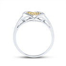 Sterling Silver Round Diamond Mom Mother 2 Tone Heart Ring . 0.02 Cttw - Splendid Jewellery
