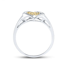 Load image into Gallery viewer, Sterling Silver Round Diamond Mom Mother 2 Tone Heart Ring . 0.02 Cttw - Splendid Jewellery