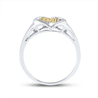 Sterling Silver Round Diamond Mom Mother 2 Tone Heart Ring . 0.02 Cttw - Splendid Jewellery