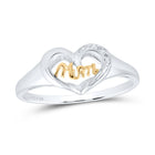 Sterling Silver Round Diamond Mom Mother 2 Tone Heart Ring . 0.02 Cttw - Splendid Jewellery