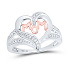 Sterling Silver Round Diamond Mom Mother Heart Designer Ring 1/10 Cttw - Splendid Jewellery