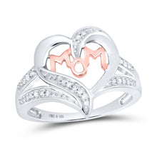 Load image into Gallery viewer, Sterling Silver Round Diamond Mom Mother Heart Designer Ring 1/10 Cttw - Splendid Jewellery