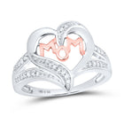Sterling Silver Round Diamond Mom Mother Heart Designer Ring 1/10 Cttw - Splendid Jewellery