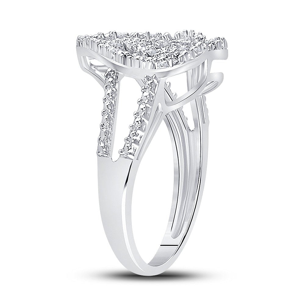 Sterling Silver Round Diamond Nested Double Heart Ring 1/20 Cttw - Splendid Jewellery