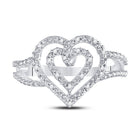 Sterling Silver Round Diamond Nested Double Heart Ring 1/20 Cttw - Splendid Jewellery