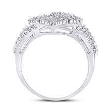 Load image into Gallery viewer, Sterling Silver Round Diamond Nested Double Heart Ring 1/20 Cttw - Splendid Jewellery