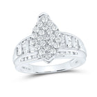 Sterling Silver Round Diamond Oval Cluster Bridal Wedding Engagement Ring 1 Cttw - Splendid Jewellery