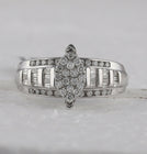 Sterling Silver Round Diamond Oval Cluster Bridal Wedding Engagement Ring 1/2 Cttw - Splendid Jewellery