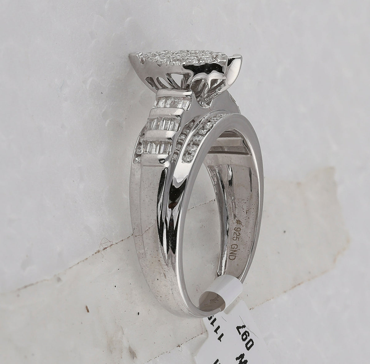 Sterling Silver Round Diamond Oval Cluster Bridal Wedding Engagement Ring 1/2 Cttw - Splendid Jewellery