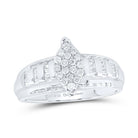 Sterling Silver Round Diamond Oval Cluster Bridal Wedding Engagement Ring 1/2 Cttw - Splendid Jewellery