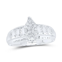 Load image into Gallery viewer, Sterling Silver Round Diamond Oval Cluster Bridal Wedding Engagement Ring 1/2 Cttw - Splendid Jewellery