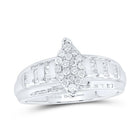 Sterling Silver Round Diamond Oval Cluster Bridal Wedding Engagement Ring 1/2 Cttw - Splendid Jewellery