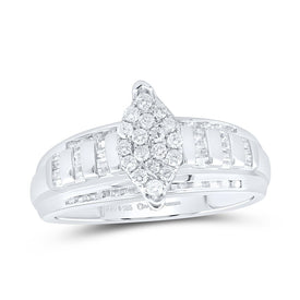 Sterling Silver Round Diamond Oval Cluster Bridal Wedding Engagement Ring 1/2 Cttw - Splendid Jewellery