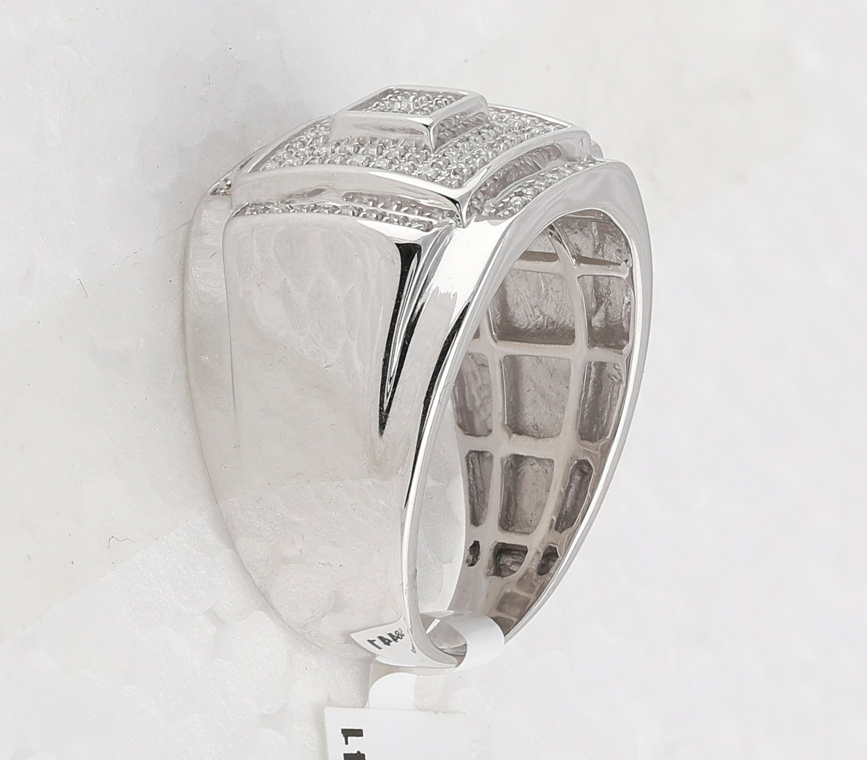 Sterling Silver Round Diamond P3 Gift Micro - Pave Mens Ring 1/4 Cttw - Splendid Jewellery