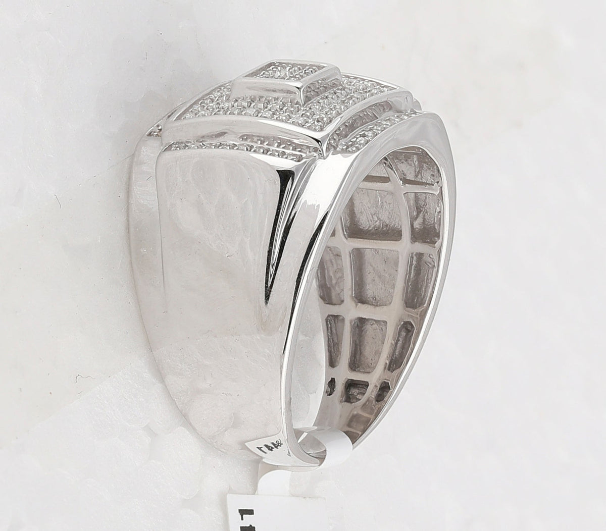 Sterling Silver Round Diamond P3 Gift Micro - Pave Mens Ring 1/4 Cttw - Splendid Jewellery