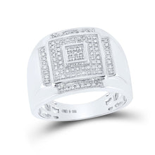 Load image into Gallery viewer, Sterling Silver Round Diamond P3 Gift Micro - Pave Mens Ring 1/4 Cttw - Splendid Jewellery