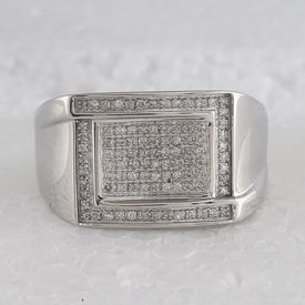 Sterling Silver Round Diamond P3 Micro - Pave Ring 1/3 Cttw - Splendid Jewellery