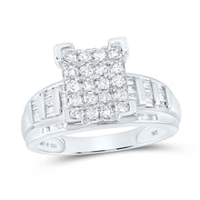 Load image into Gallery viewer, Sterling Silver Round Diamond Rectangle Cluster Bridal Wedding Engagement Ring 1 Cttw - Splendid Jewellery
