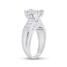 Sterling Silver Round Diamond Rectangle Cluster Bridal Wedding Engagement Ring 1/2 Cttw - Splendid Jewellery