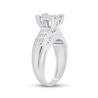 Sterling Silver Round Diamond Rectangle Cluster Bridal Wedding Engagement Ring 1/2 Cttw - Splendid Jewellery
