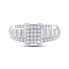 Sterling Silver Round Diamond Rectangle Cluster Bridal Wedding Engagement Ring 1/2 Cttw - Splendid Jewellery