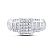 Load image into Gallery viewer, Sterling Silver Round Diamond Rectangle Cluster Bridal Wedding Engagement Ring 1/2 Cttw - Splendid Jewellery