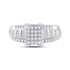 Sterling Silver Round Diamond Rectangle Cluster Bridal Wedding Engagement Ring 1/2 Cttw - Splendid Jewellery