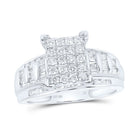 Sterling Silver Round Diamond Rectangle Cluster Bridal Wedding Engagement Ring 3/4 Cttw - Splendid Jewellery
