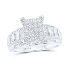 Sterling Silver Round Diamond Rectangle Cluster Bridal Wedding Engagement Ring 3/4 Cttw - Splendid Jewellery