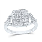 Sterling Silver Round Diamond Rectangle Frame Cluster Ring 1/4 Cttw - Splendid Jewellery