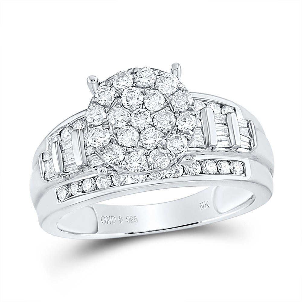 Sterling Silver Round Diamond Ring 1 Cttw - Splendid Jewellery