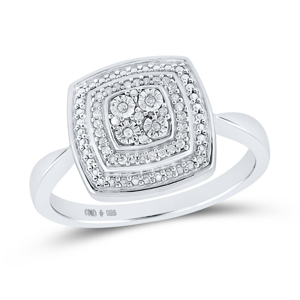 Sterling Silver Round Diamond Ring 1/12 Cttw - Splendid Jewellery