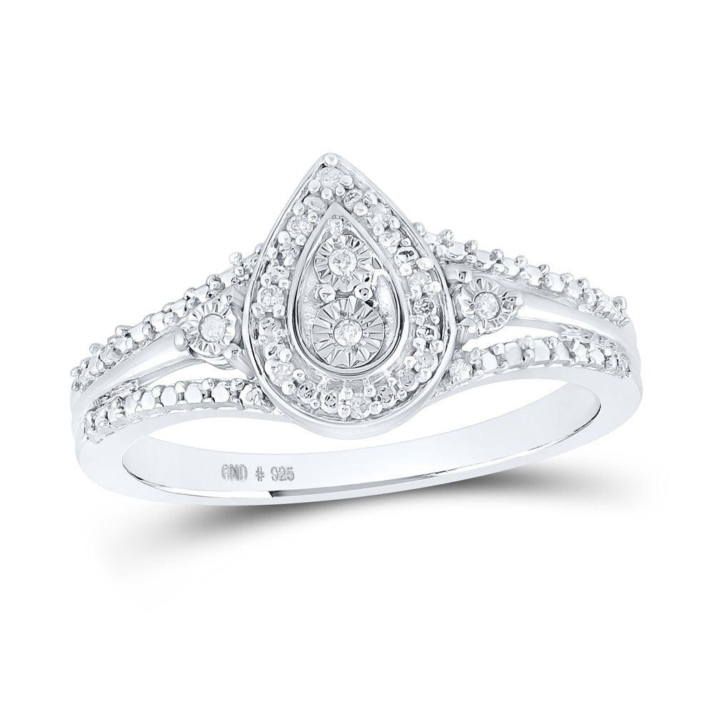 Sterling Silver Round Diamond Ring 1/20 Cttw - Splendid Jewellery