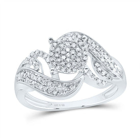 Sterling Silver Round Diamond Ring 1/3 Cttw - Splendid Jewellery