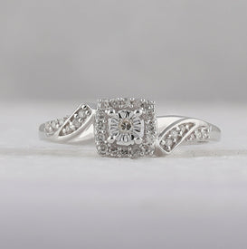 Sterling Silver Round Diamond Ring 1/6 Cttw - Splendid Jewellery