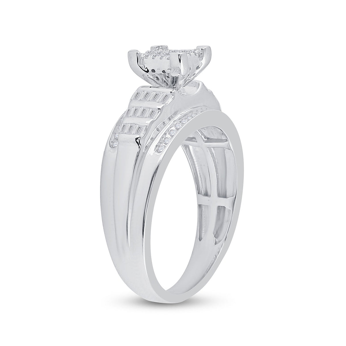 Sterling Silver Round Diamond Ring 3/8 Cttw - Splendid Jewellery