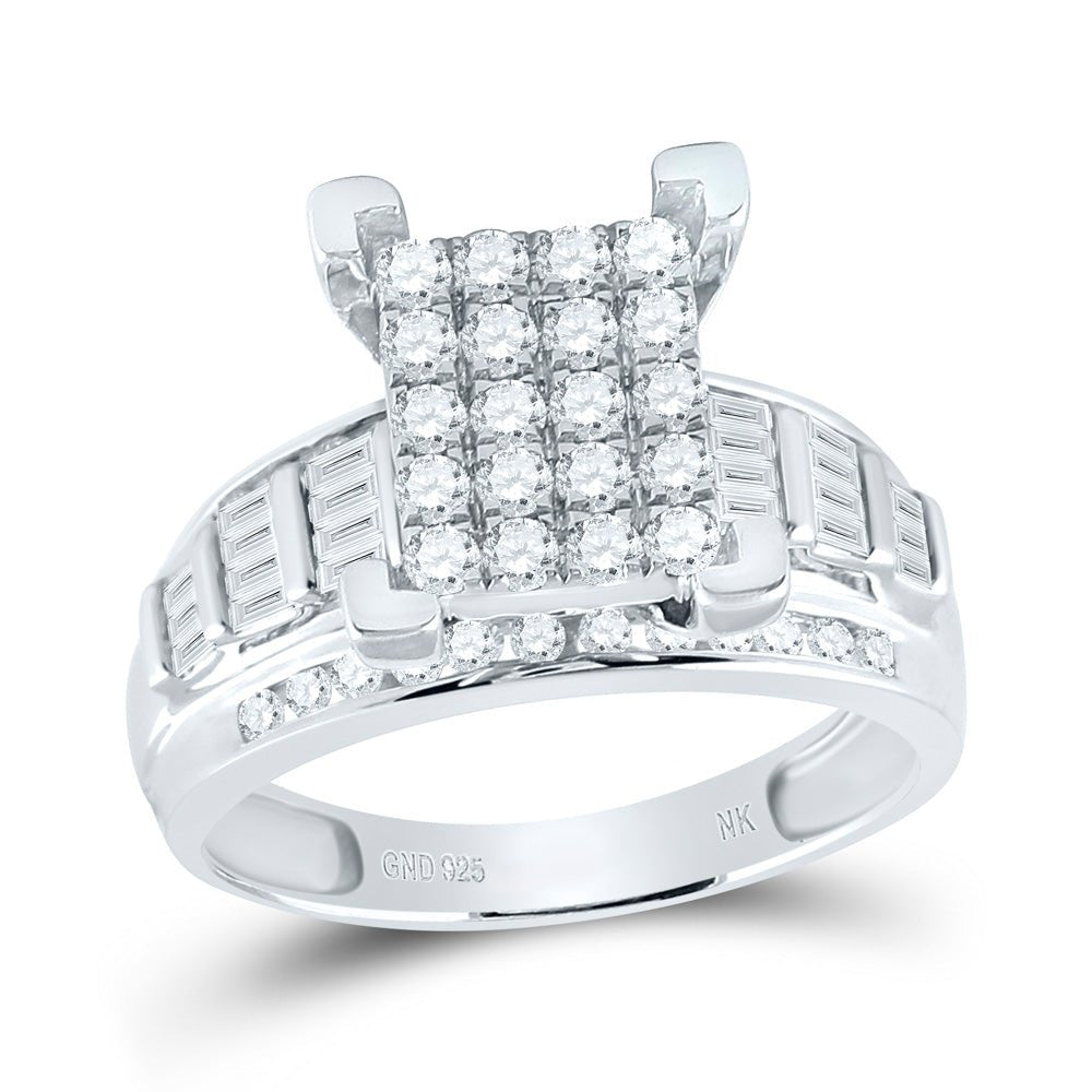 Sterling Silver Round Diamond Ring 7/8 Cttw - Splendid Jewellery