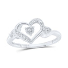 Sterling Silver Round Diamond Solitaire Heart Ring 1/20 Cttw - Splendid Jewellery