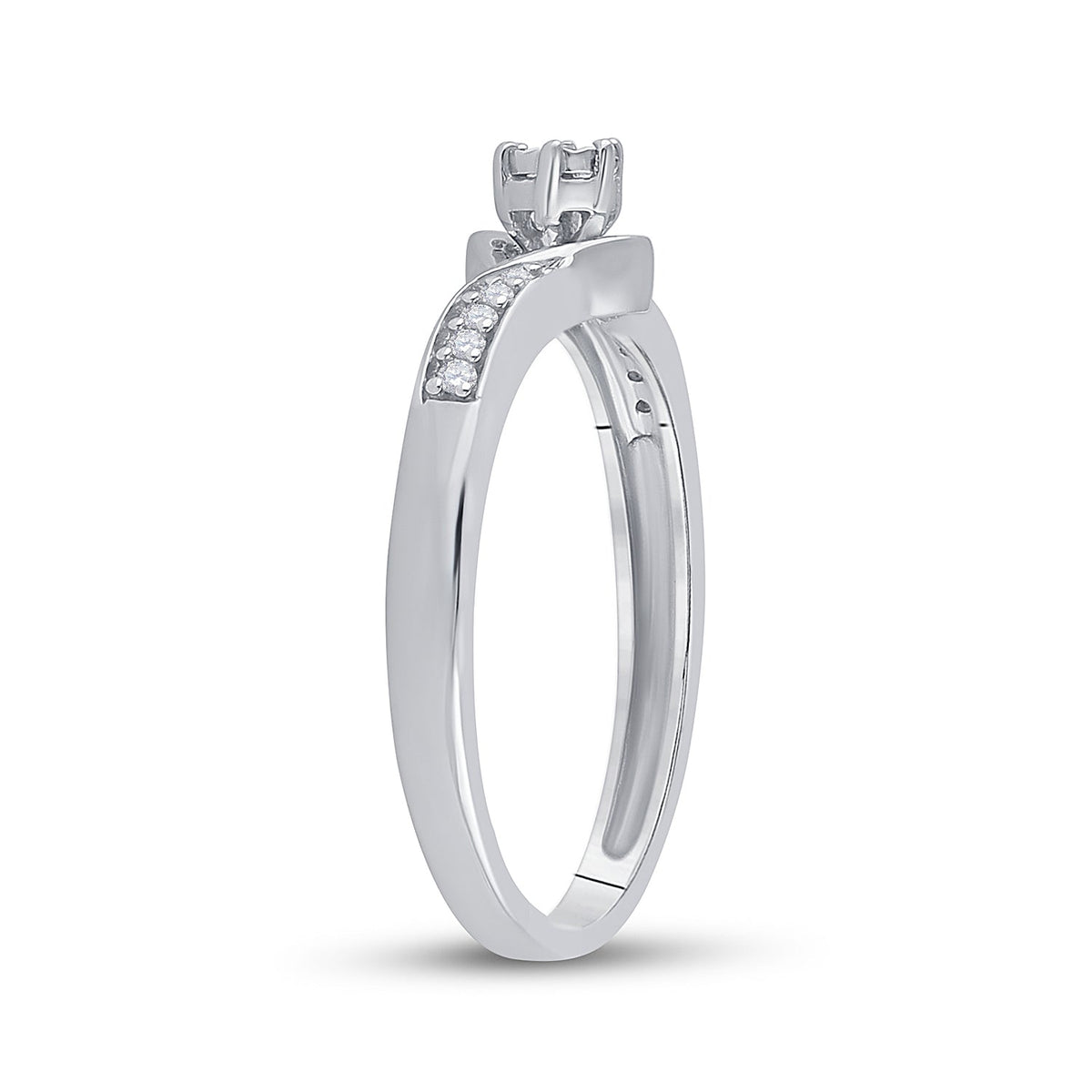 Sterling Silver Round Diamond Solitaire Promise Bridal Ring 1/20 Cttw - Splendid Jewellery
