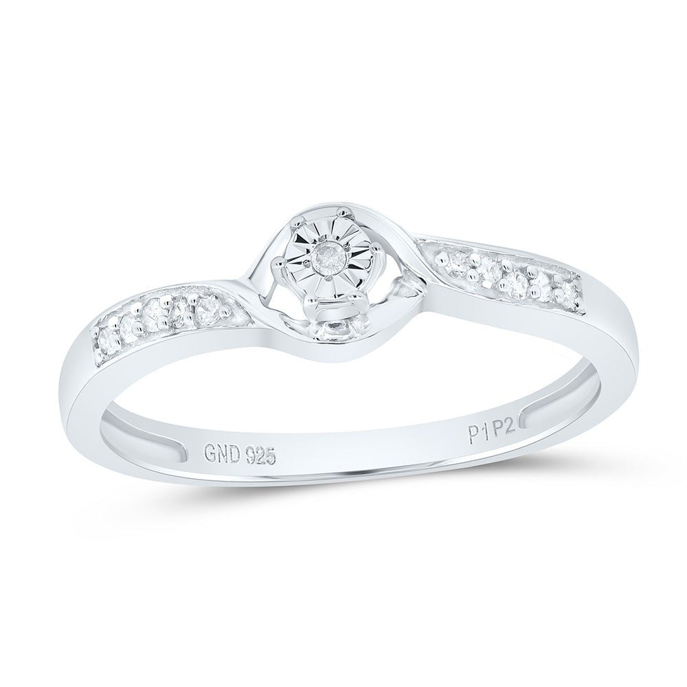 Sterling Silver Round Diamond Solitaire Promise Bridal Ring 1/20 Cttw - Splendid Jewellery