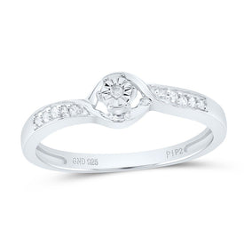 Sterling Silver Round Diamond Solitaire Promise Bridal Ring 1/20 Cttw - Splendid Jewellery