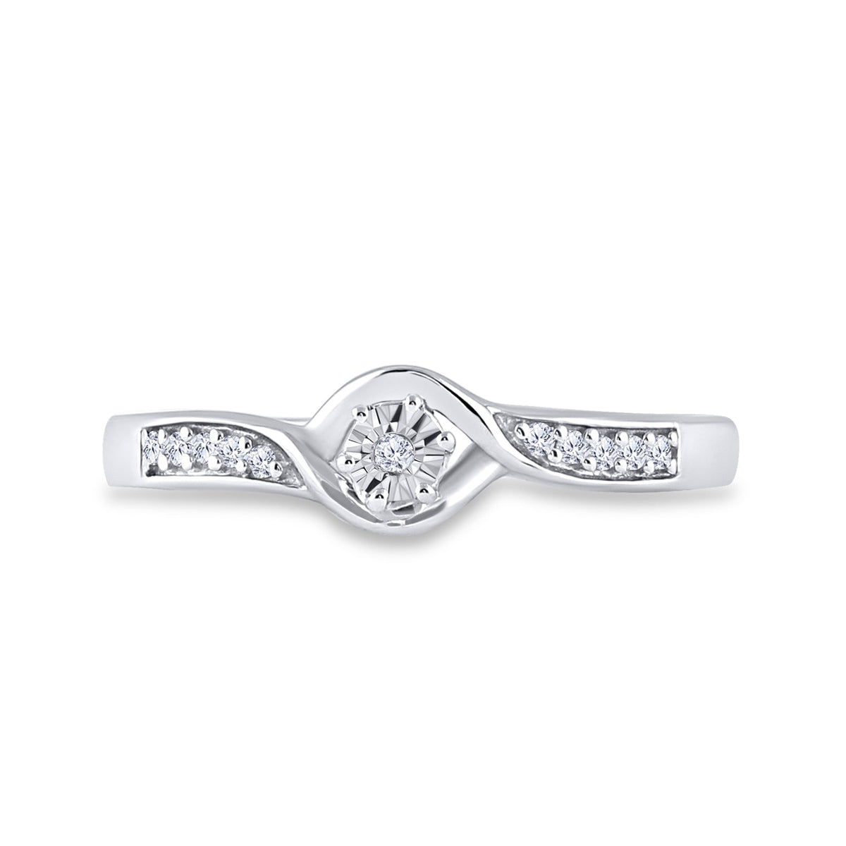 Sterling Silver Round Diamond Solitaire Promise Bridal Ring 1/20 Cttw - Splendid Jewellery